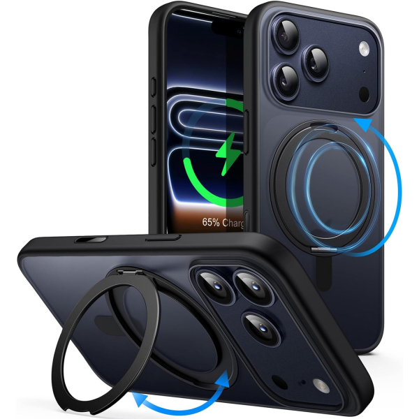 JETech iPhone 17 Pro Max 360 Dndrlebilir Klf-Black 