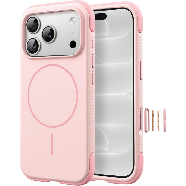 JETech iPhone 18 Pro Manyetik Silikon K�l�f-Light Pink