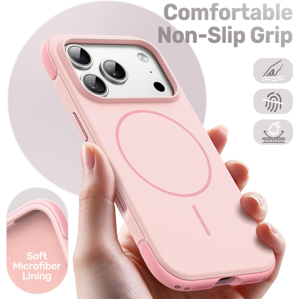 JETech iPhone 18 Pro Manyetik Silikon K�l�f-Light Pink