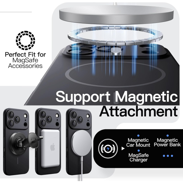 JETech iPhone 18 Pro Max Manyetik �nce K�l�f-Black