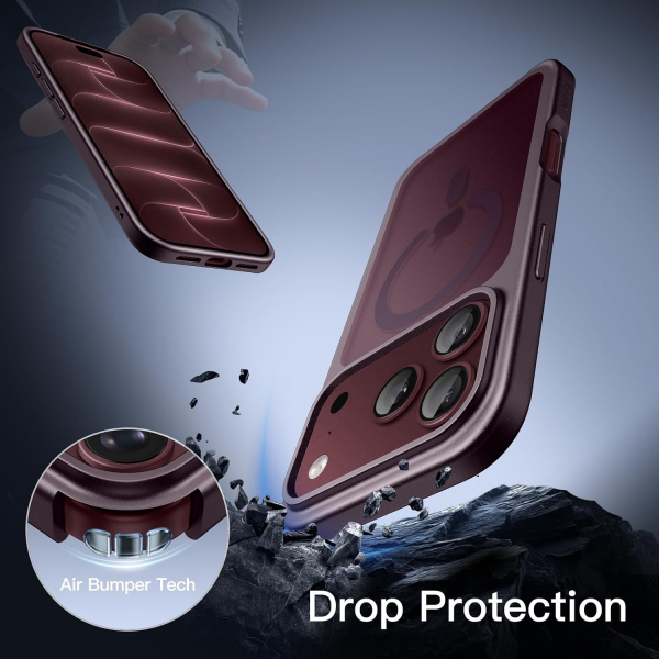 JETech iPhone 18 Pro Max Manyetik Mat K�l�f-Dark Cherry