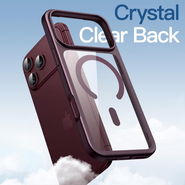 JETech iPhone 18 Pro Max Manyetik �effaf K�l�f-Dark Cherry