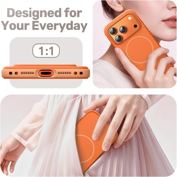 JETech iPhone 18 Pro Max Manyetik Silikon K�l�f-Orange