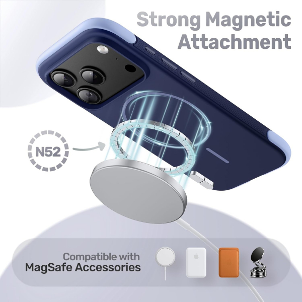 JETech iPhone 18 Pro Max Manyetik Silikon K�l�f-Deep Blue