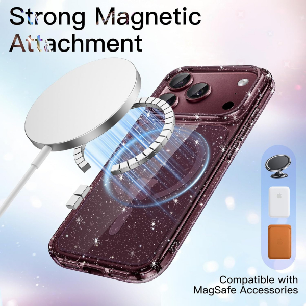 JETech iPhone 18 Pro Max Simli Manyetik K�l�f-Dark Cherry