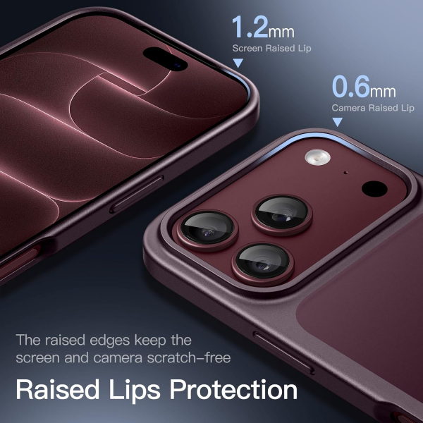 JETech iPhone 18 Pro Max Mat K�l�f-Dark Cherry