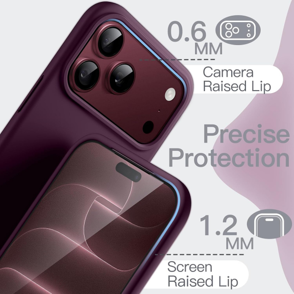 JETech iPhone 18 Pro Max Silikon K�l�f-Dark Cherry