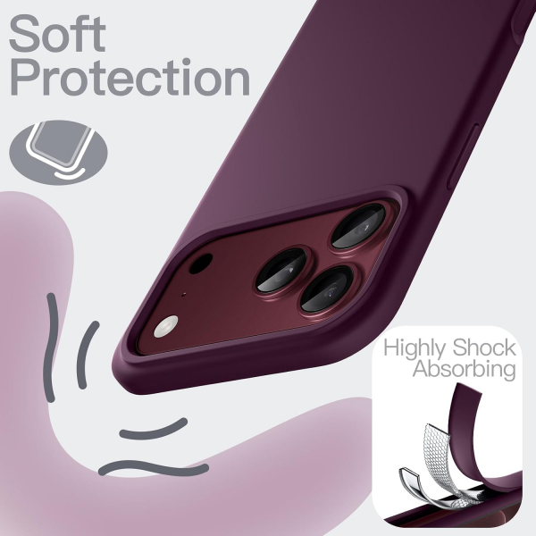 JETech iPhone 18 Pro Max Silikon K�l�f-Dark Cherry