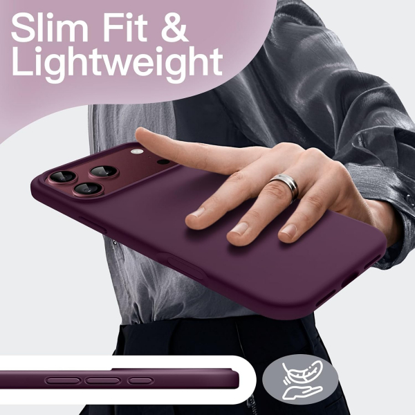 JETech iPhone 18 Pro Max Silikon K�l�f-Dark Cherry