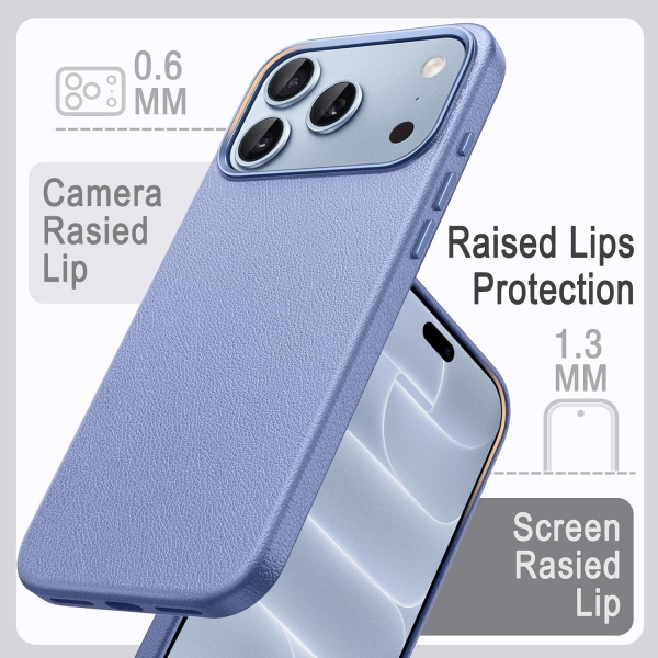 JETech iPhone 18 Pro Max Vegan Deri MagSafe K�l�f-Glacier