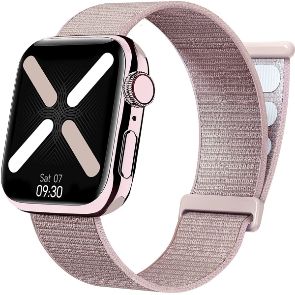 JIEBAO Apple Watch 7 Spor Loop Kay (45mm)-Pink Sand