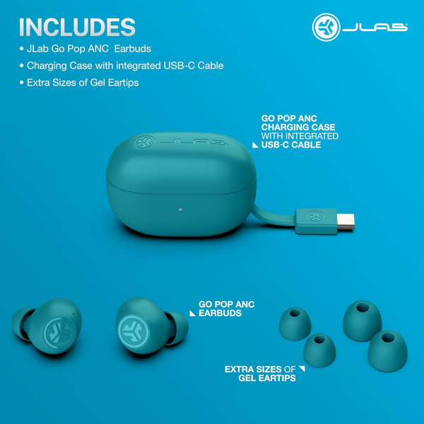 JLab Go Pop ANC Bluetooth Kulak i Kulaklk-Teal