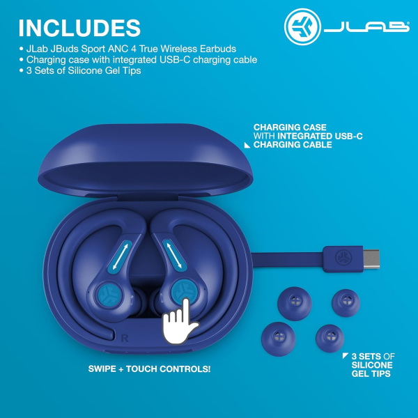 JLab JBuds Sport ANC 4 Kulak i Kulaklk-Cobalt Blue
