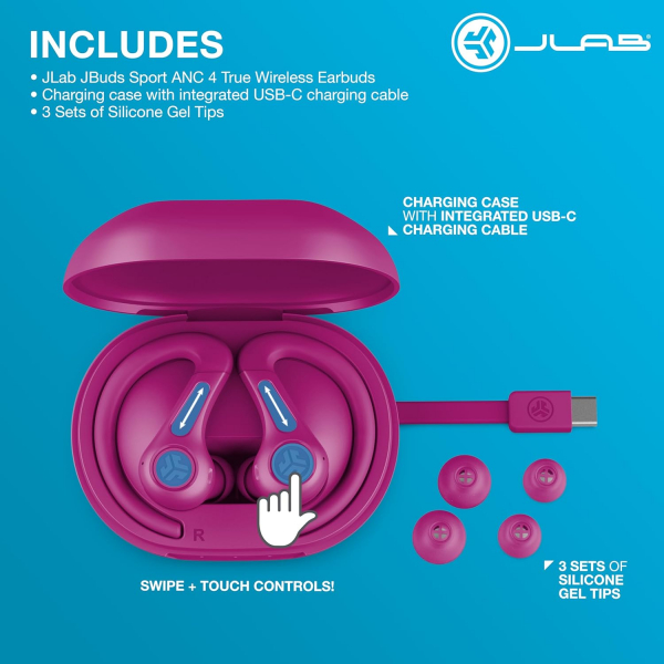 JLab JBuds Sport ANC 4 Kulak i Kulaklk-Pink
