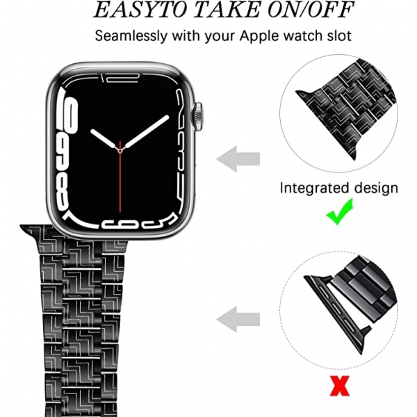 JOYOZY Apple Watch Ultra Paslanmaz elik Kay(49mm)- Black Stripes