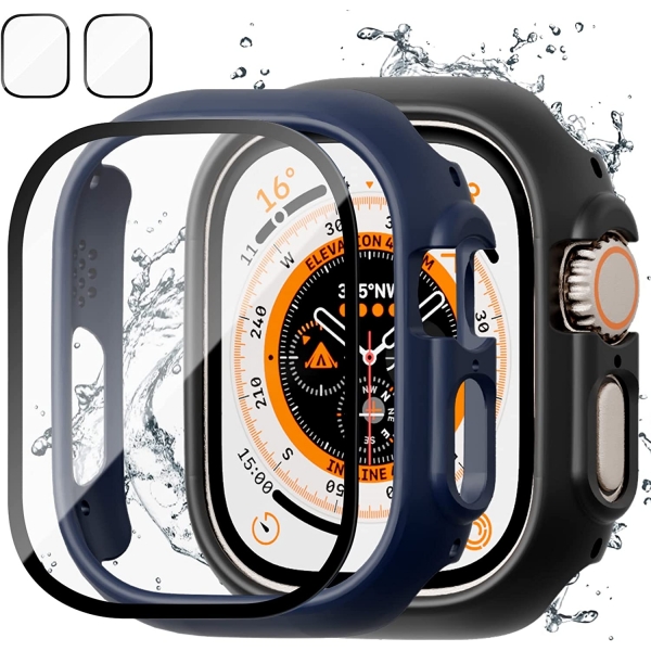 JZK Apple Watch Ultra Ekran Koruyucu (49mm)(4 Adet)-Siyah Mavi