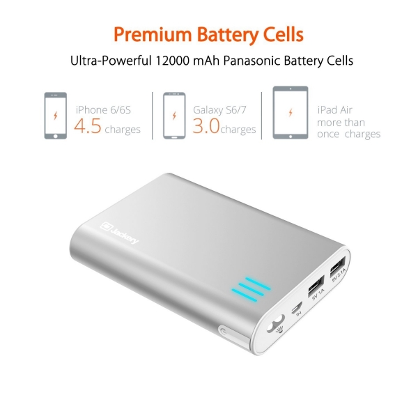 Jackery Giant+ Premium kili USB Tanabilir Batarya (12000 mAh)-Silver