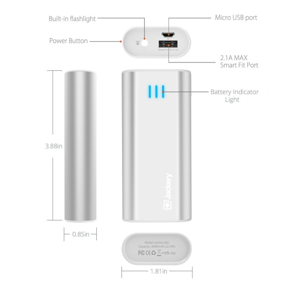 Jackery Ultra Kompakt Tanabilir Batarya (6000 mAh)-Silver