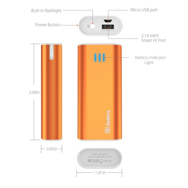 Jackery Ultra Kompakt Tanabilir Batarya (6000 mAh)-Orange