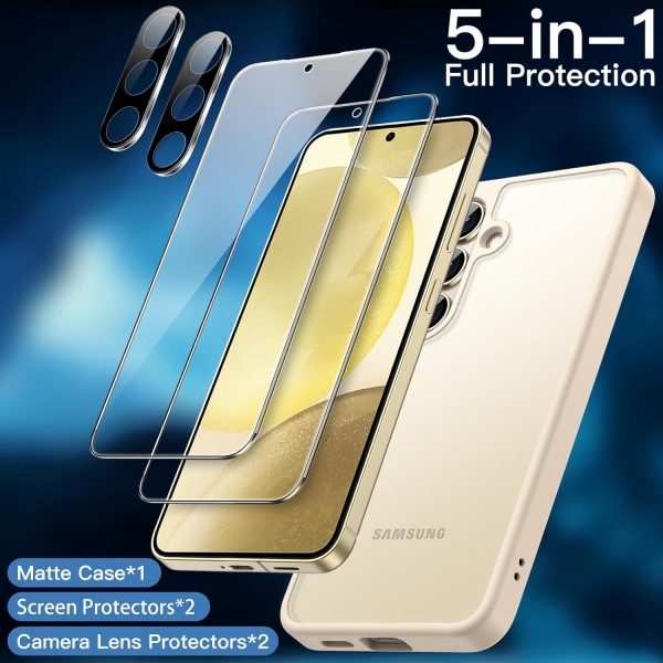 JeTech Galaxy S24 Plus Ekran Koruyuculu Klf -Gold 