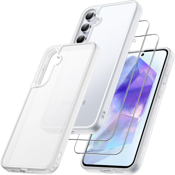 JeTech Galaxy A55 Ekran Koruyuculu Klf -Frosted Clear