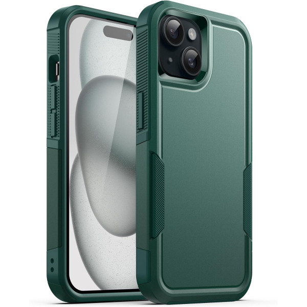 JeTech Rugged iPhone 15 Mat Klf -Midnight Green