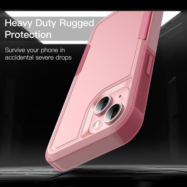 JeTech Rugged iPhone 15 Mat Klf -Pink