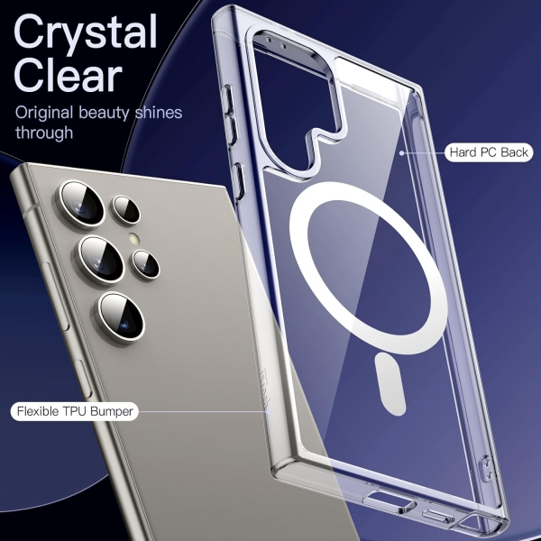 JeTech Samsung Galaxy S24 Ultra Manyetik Klf -Clear