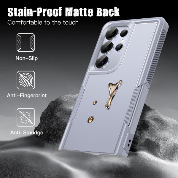 JeTech Samsung Galaxy S25 Ultra Rugged Mat K�l�f -Titanium Silverblue