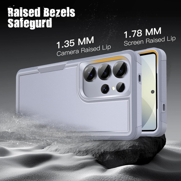 JeTech Samsung Galaxy S25 Ultra Rugged Mat K�l�f -Titanium Silverblue