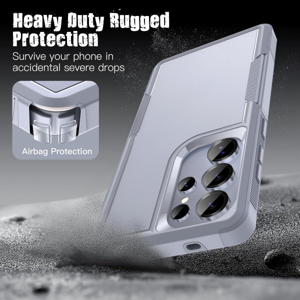 JeTech Samsung Galaxy S25 Ultra Rugged Mat K�l�f -Titanium Silverblue