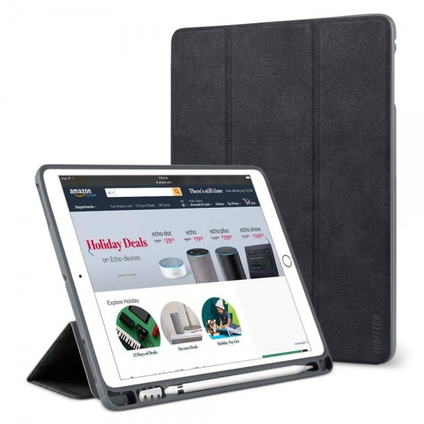 Juqitech iPad Pro Kalem Blmeli Klf (12.9 in)-Black