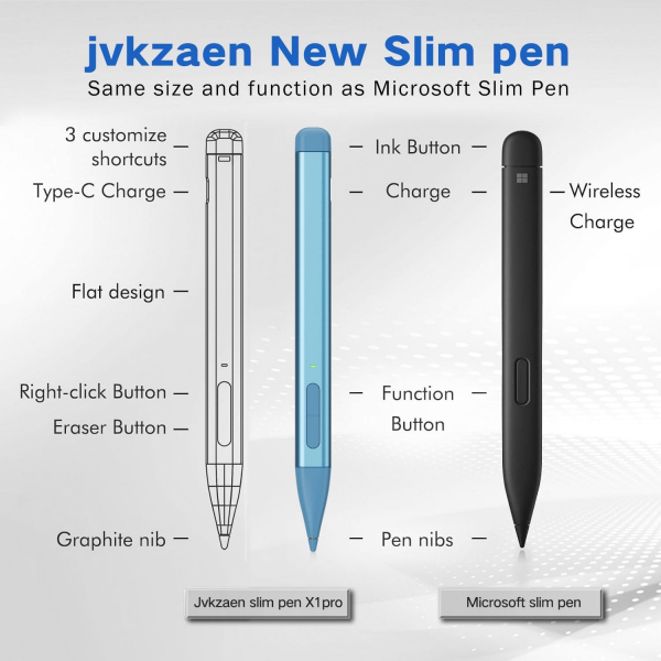 JvKzaen Microsoft Surface Uyumlu Stylus Kalem-Blue