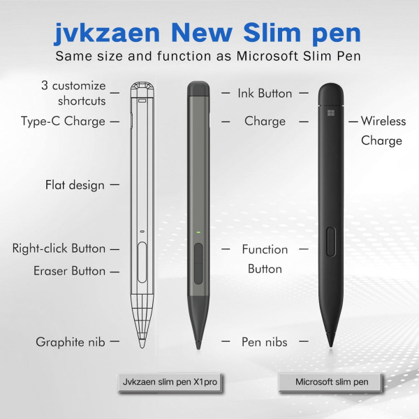 JvKzaen Microsoft Surface Uyumlu Stylus Kalem-Grey
