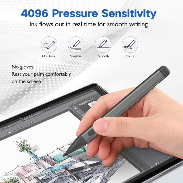 JvKzaen Microsoft Surface Uyumlu Stylus Kalem-Grey