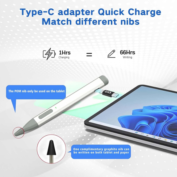 JvKzaen Microsoft Surface Uyumlu Stylus Kalem-Silver