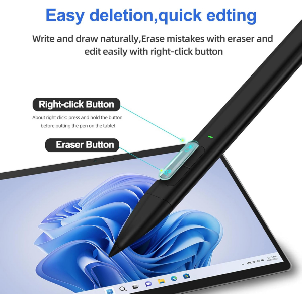 JvKzaen Microsoft Surface Uyumlu Stylus Kalem-Black