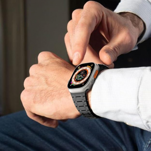 KADES Apple Watch Ultra 3 49mm Paslanmaz �elik Kay�� -Black 