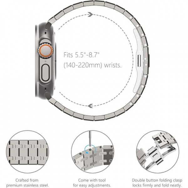 KADES Apple Watch Ultra 3 49mm Paslanmaz �elik Kay�� -Titanium