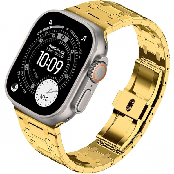 KADES Apple Watch Ultra 3 49mm Paslanmaz �elik Kay�� -Gold
