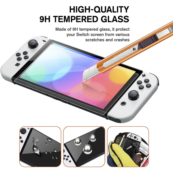 KCT EZ Kit Nintendo Switch OLED Uyumlu Temperli Cam Ekran Koruyucu(2 Adet)