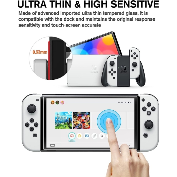KCT EZ Kit Nintendo Switch OLED Uyumlu Temperli Cam Ekran Koruyucu(2 Adet)