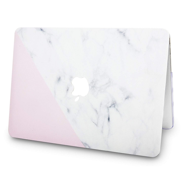 KECC MacBook Air Kapak Klf (Retina 13.3 in)(2018)-White Marble with Pink