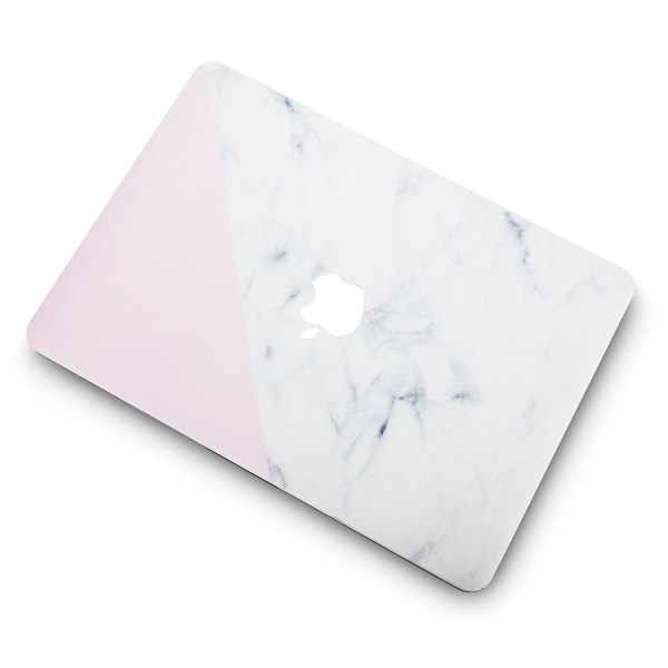 KEC MacBook Air Kapak Klf (13.3 in)-White Marble with Pink