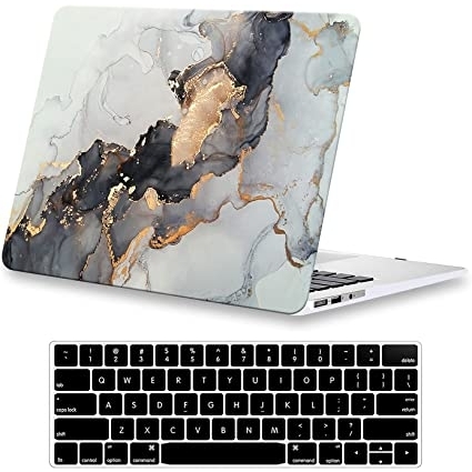 KEROM MacBook Air M2 Sert Kapakl Klf (13.6 in)(2022)-Blue Gold