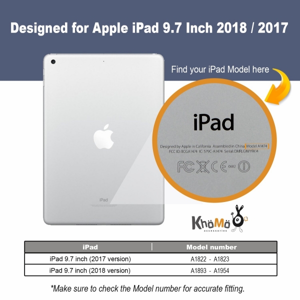 KHOMO Apple iPad Klf (9.7 in)-Charcoal Gray 