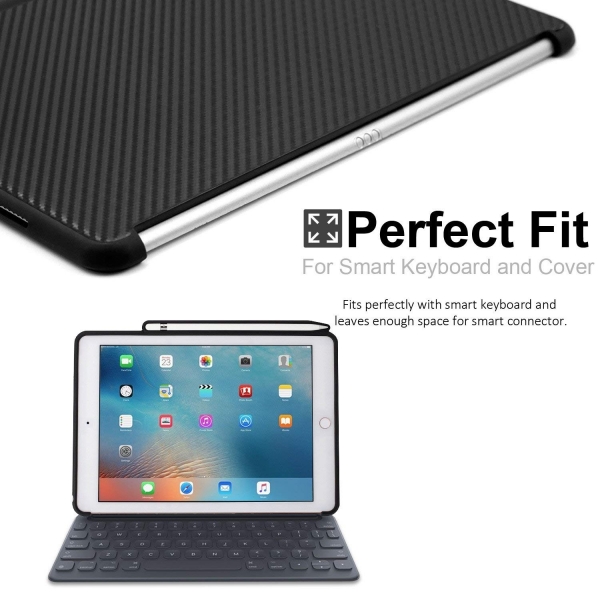 KHOMO iPad Pro Kalem Blmeli Klf (10.5 in)-Carbon Fiber