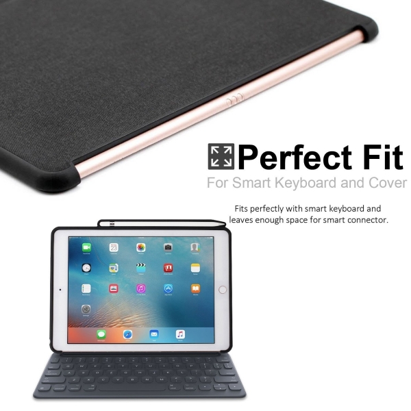 KHOMO iPad Pro Kalem Blmeli Klf (10.5 in)-Twill Gray