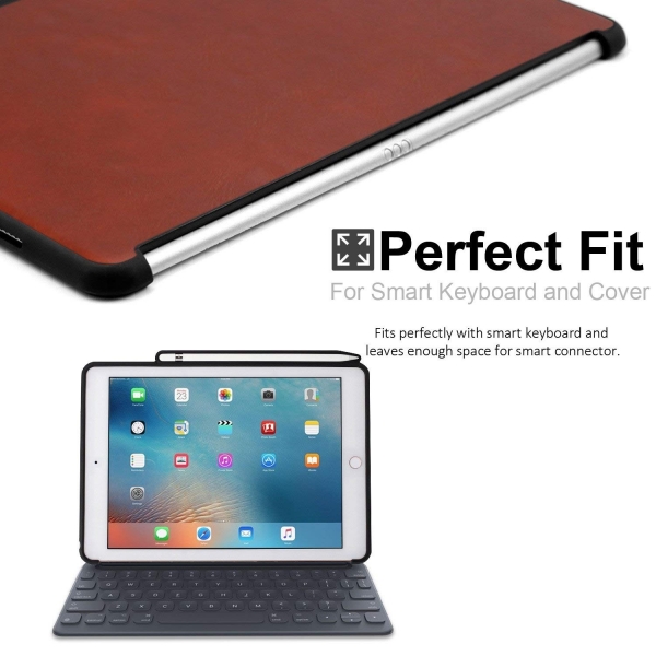 KHOMO iPad Pro Kalem Blmeli Klf (10.5 in)-Leather Brown