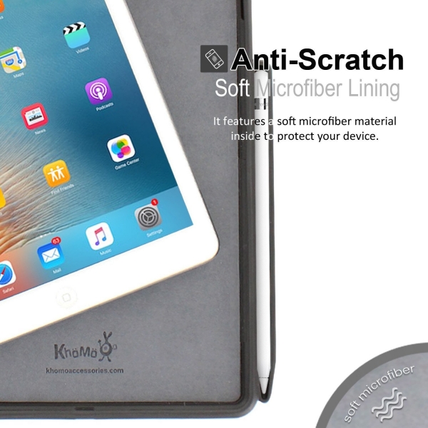 KHOMO iPad Pro Kalem Bölmeli Kılıf (10.5 inç)-Leather Black